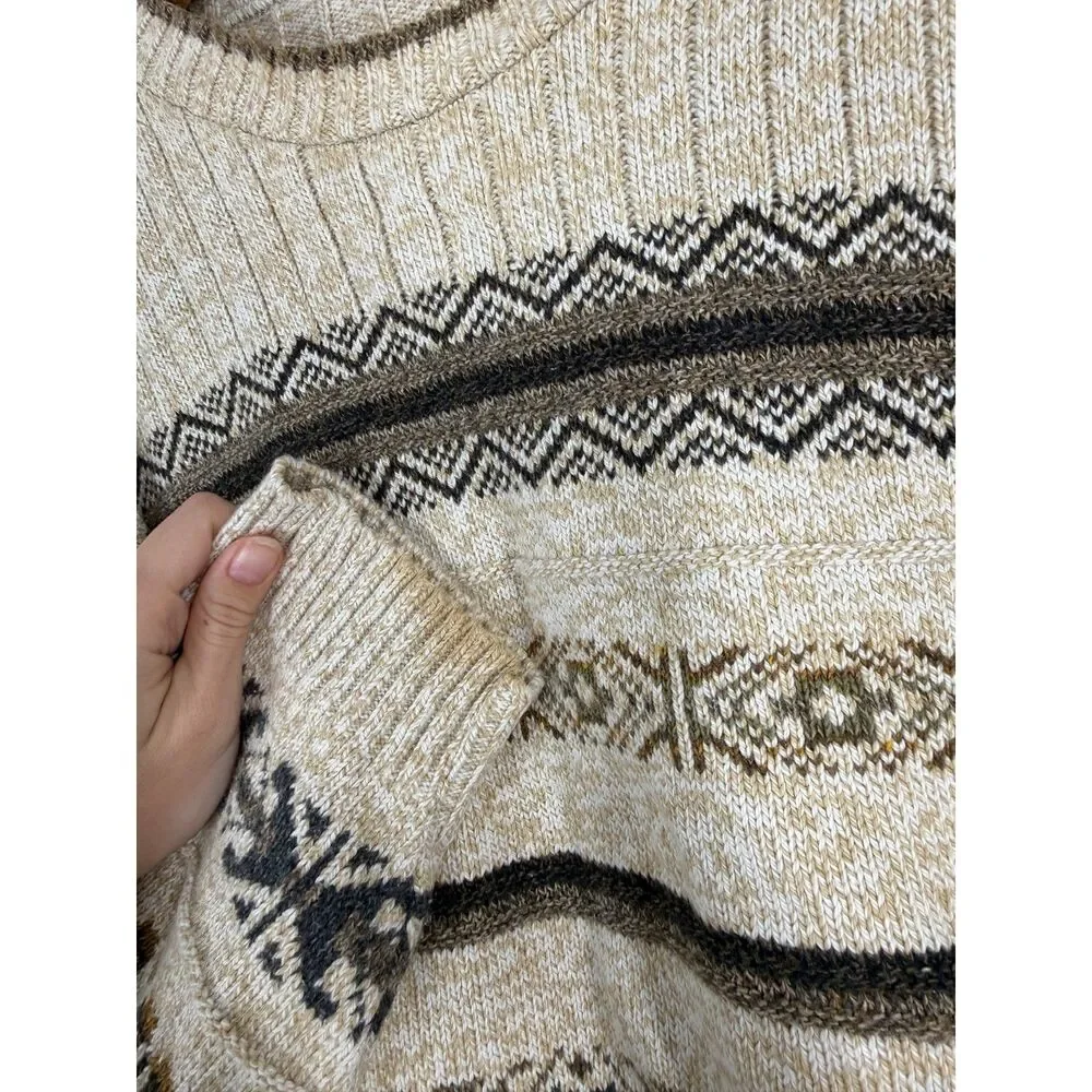 Vtg St Johns Bay Mens Grandpa Sweater Sz L Nordic Scandi Fair Isle Cabin Ski